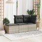 vidaXL Gartenhocker mit Kissen Hellgrau 55x55x37 cm Poly Rattan vidaXL Gartenhocker mit Kissen Hellgrau 55x55x37 cm Poly Rattan