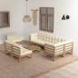 9-tlg. Garten-Lounge-Set mit Kissen Kiefer Massivholz 9-tlg. Garten-Lounge-Set mit Kissen Kiefer Massivholz