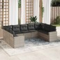 vidaXL 9-tlg. Garten-Sofagarnitur mit Kissen Hellgrau Poly Rattan vidaXL 9-tlg. Garten-Sofagarnitur mit Kissen Hellgrau Poly Rattan