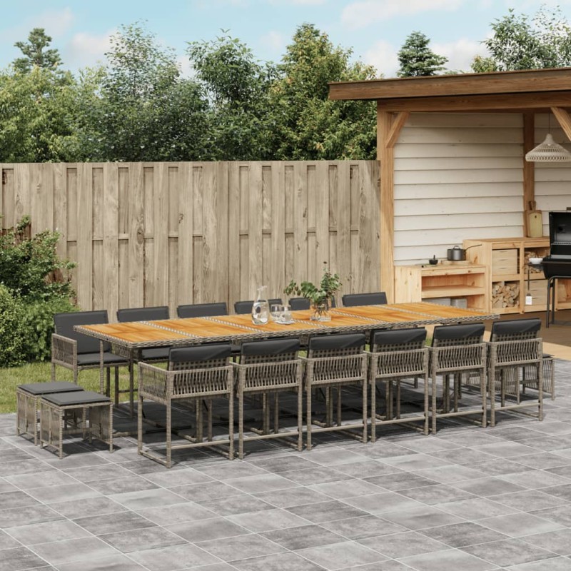 vidaXL 17-tlg. Garten-Essgruppe mit Kissen Grau Poly Rattan vidaXL 17-tlg. Garten-Essgruppe mit Kissen Grau Poly Rattan