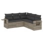 vidaXL 5-tlg. Garten-Sofagarnitur mit Kissen Hellgrau Poly Rattan vidaXL 5-tlg. Garten-Sofagarnitur mit Kissen Hellgrau Poly Rattan