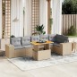 vidaXL 7-tlg. Garten-Sofagarnitur mit Kissen Beige Poly Rattan vidaXL 7-tlg. Garten-Sofagarnitur mit Kissen Beige Poly Rattan