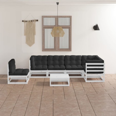 7-tlg. Garten-Lounge-Set mit Kissen Kiefer Massivholz