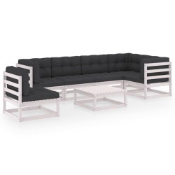 7-tlg. Garten-Lounge-Set mit Kissen Kiefer Massivholz