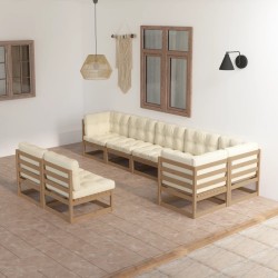 8-tlg. Garten-Lounge-Set mit Kissen Kiefer Massivholz