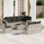vidaXL 9-tlg. Garten-Sofagarnitur mit Kissen Hellgrau Poly Rattan vidaXL 9-tlg. Garten-Sofagarnitur mit Kissen Hellgrau Poly Rattan