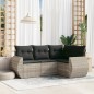 vidaXL 4-tlg. Garten-Sofagarnitur mit Kissen Hellgrau Poly Rattan vidaXL 4-tlg. Garten-Sofagarnitur mit Kissen Hellgrau Poly Rattan