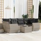 vidaXL 7-tlg. Garten-Sofagarnitur mit Kissen Hellgrau Poly Rattan vidaXL 7-tlg. Garten-Sofagarnitur mit Kissen Hellgrau Poly Rattan