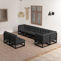 8-tlg. Garten-Lounge-Set mit Kissen Kiefer Massivholz