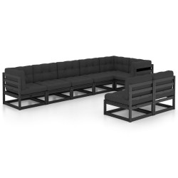 8-tlg. Garten-Lounge-Set mit Kissen Kiefer Massivholz