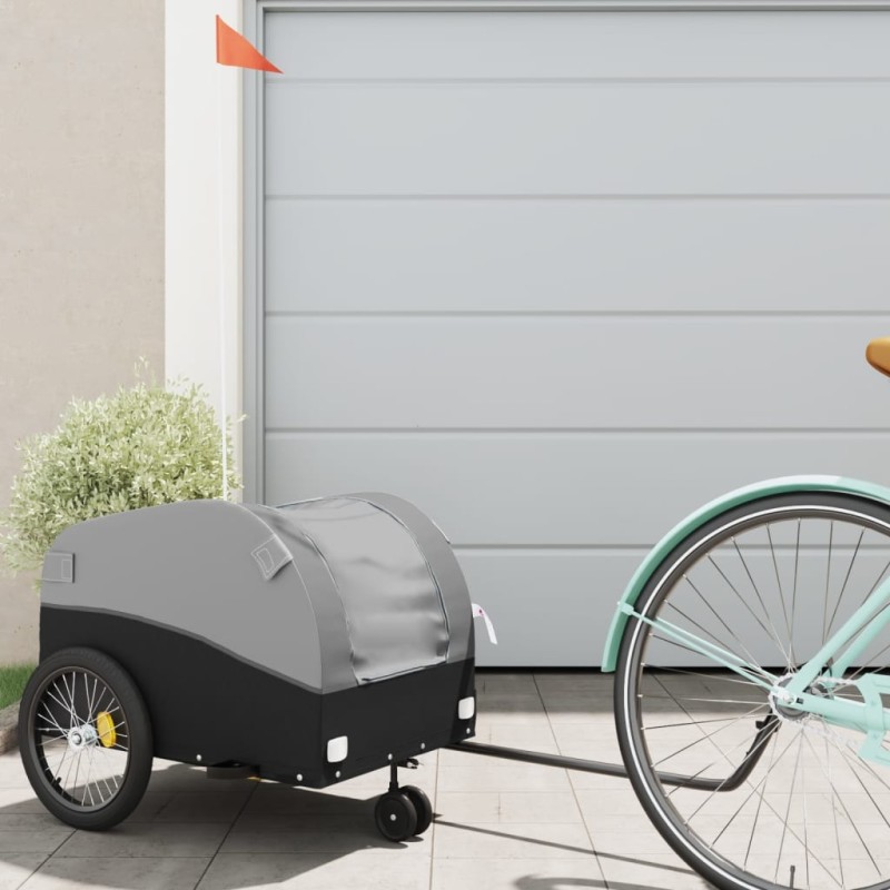vidaXL Fahrradanhänger Schwarz und Grau 30 kg Eisen vidaXL Fahrradanhänger Schwarz und Grau 30 kg Eisen