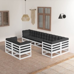 8-tlg. Garten-Lounge-Set mit Kissen Kiefer Massivholz