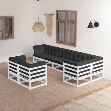8-tlg. Garten-Lounge-Set mit Kissen Kiefer Massivholz