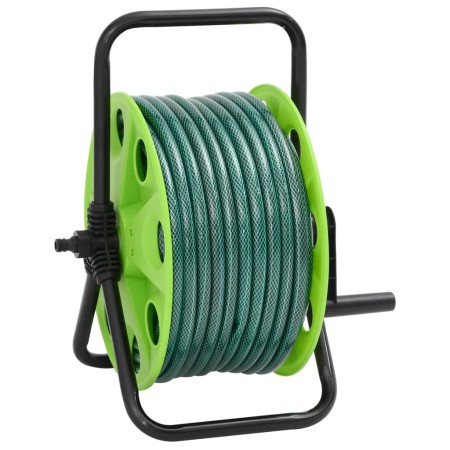 vidaXL Schlauchtrommel Freistehend Grün mit 50 m Schlauch PVC