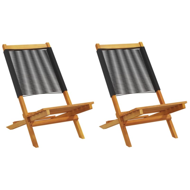 vidaXL Gartenstühle 2 Stk. Schwarz Massivholz Akazie und Polypropylen vidaXL Gartenstühle 2 Stk. Schwarz Massivholz Akazie und Polypropylen