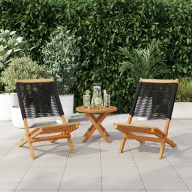 vidaXL Gartenstühle 2 Stk. Schwarz Massivholz Akazie und Polypropylen