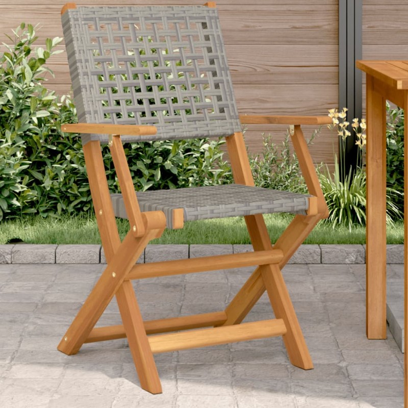 vidaXL Gartenstühle 2 Stk. Grau Massivholz Akazie und Poly Rattan vidaXL Gartenstühle 2 Stk. Grau Massivholz Akazie und Poly Rattan