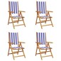 vidaXL Gartenstühle Verstellbar 4 Stk. Blau Weiß Stoff und Massivholz vidaXL Gartenstühle Verstellbar 4 Stk. Blau Weiß Stoff und Massivholz