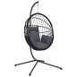 vidaXL Hängesessel Ei-Design mit Ständer Anthrazit Rattan und Stahl vidaXL Hängesessel Ei-Design mit Ständer Anthrazit Rattan und Stahl
