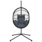vidaXL Hängesessel Ei-Design mit Ständer Anthrazit Rattan und Stahl vidaXL Hängesessel Ei-Design mit Ständer Anthrazit Rattan und Stahl