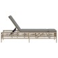 vidaXL Sonnenliege mit Auflage Beige Poly Rattan vidaXL Sonnenliege mit Auflage Beige Poly Rattan