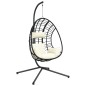 vidaXL Hängesessel Ei-Design mit Ständer Beige Rattan und Stahl vidaXL Hängesessel Ei-Design mit Ständer Beige Rattan und Stahl