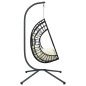 vidaXL Hängesessel Ei-Design mit Ständer Beige Rattan und Stahl vidaXL Hängesessel Ei-Design mit Ständer Beige Rattan und Stahl