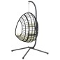 vidaXL Hängesessel Ei-Design mit Ständer Beige Rattan und Stahl vidaXL Hängesessel Ei-Design mit Ständer Beige Rattan und Stahl