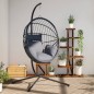 vidaXL Hängesessel Ei-Design mit Ständer Grau Rattan und Stahl vidaXL Hängesessel Ei-Design mit Ständer Grau Rattan und Stahl