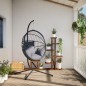 vidaXL Hängesessel Ei-Design mit Ständer Grau Rattan und Stahl vidaXL Hängesessel Ei-Design mit Ständer Grau Rattan und Stahl