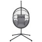 vidaXL Hängesessel Ei-Design mit Ständer Grau Rattan und Stahl vidaXL Hängesessel Ei-Design mit Ständer Grau Rattan und Stahl