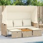 vidaXL Outdoor-Sofa 3-Sitzer mit Dach und Hockern Beige Poly Rattan vidaXL Outdoor-Sofa 3-Sitzer mit Dach und Hockern Beige Poly Rattan