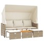 vidaXL Outdoor-Sofa 3-Sitzer mit Dach und Hockern Beige Poly Rattan vidaXL Outdoor-Sofa 3-Sitzer mit Dach und Hockern Beige Poly Rattan
