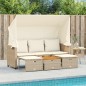 vidaXL Outdoor-Sofa 3-Sitzer mit Dach und Hockern Beige Poly Rattan vidaXL Outdoor-Sofa 3-Sitzer mit Dach und Hockern Beige Poly Rattan