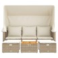 vidaXL Outdoor-Sofa 3-Sitzer mit Dach und Hockern Beige Poly Rattan vidaXL Outdoor-Sofa 3-Sitzer mit Dach und Hockern Beige Poly Rattan