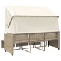 vidaXL Outdoor-Sofa 3-Sitzer mit Dach und Hockern Beige Poly Rattan vidaXL Outdoor-Sofa 3-Sitzer mit Dach und Hockern Beige Poly Rattan