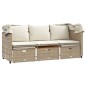 vidaXL Outdoor-Sofa 3-Sitzer mit Dach und Hockern Beige Poly Rattan vidaXL Outdoor-Sofa 3-Sitzer mit Dach und Hockern Beige Poly Rattan