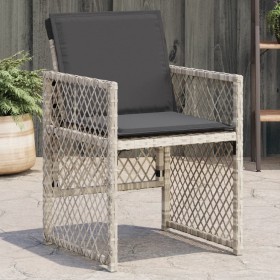 vidaXL Gartenstühle mit Kissen 4 Stk. Hellgrau Poly Rattan