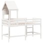 vidaXL Hochbett mit Leiter und Dach Weiß 90x190 cm Massivholz Kiefer