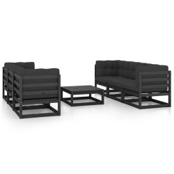 7-tlg. Garten-Lounge-Set mit Kissen Massivholz Kiefer
