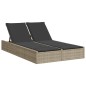 vidaXL Doppel-Sonnenliege mit Kissen Hellgrau Poly Rattan vidaXL Doppel-Sonnenliege mit Kissen Hellgrau Poly Rattan