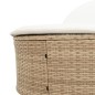 vidaXL Doppel-Sonnenliege mit Auflagen Beige Poly Rattan
