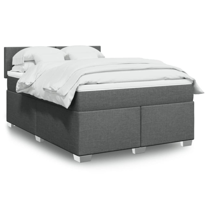 vidaXL Boxspringbett mit Matratze Dunkelgrau 140x190 cm Stoff vidaXL Boxspringbett mit Matratze Dunkelgrau 140x190 cm Stoff