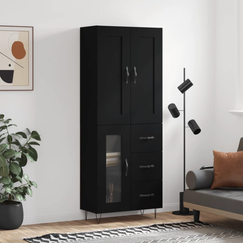 Highboard Schwarz 69,5x34x180 cm Holzwerkstoff Highboard Schwarz 69,5x34x180 cm Holzwerkstoff
