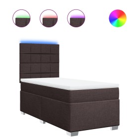 vidaXL Boxspringbett mit Matratze Dunkelbraun 80x200 cm Stoff