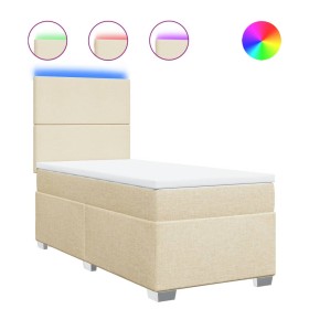 vidaXL Boxspringbett mit Matratze Creme 80x200 cm Stoff