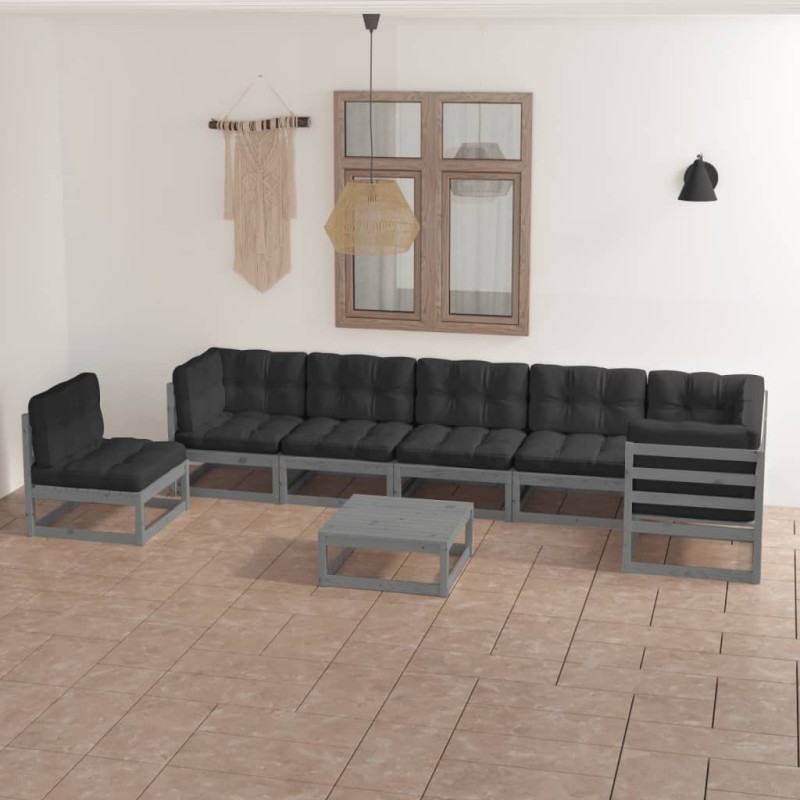 vidaXL 8-tlg. Garten-Lounge-Set mit Kissen Massivholz Kiefer vidaXL 8-tlg. Garten-Lounge-Set mit Kissen Massivholz Kiefer
