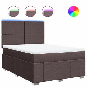vidaXL Boxspringbett mit Matratze Dunkelbraun 140x200 cm Stoff
