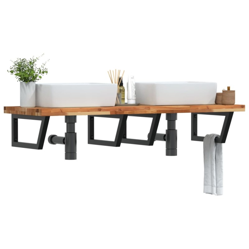 vidaXL Waschbeckenregal Wandmontage Stahl und Akazienholz vidaXL Waschbeckenregal Wandmontage Stahl und Akazienholz