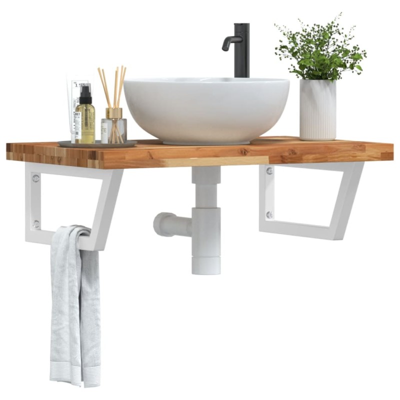 vidaXL Waschbeckenregal Wandmontage Stahl und Akazienholz vidaXL Waschbeckenregal Wandmontage Stahl und Akazienholz